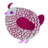 A silver and maroon chicken with a lace pattern
