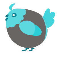 A grey and aqua chicken with a head pattern