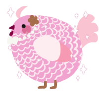 A pink and rose chicken with a lace pattern