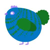 A sapphire and leaf chicken with a bar pattern