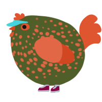 A olive and vermilion chicken with a speckle pattern