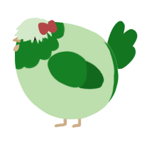 A gluppy and leaf chicken with a head pattern