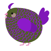 A olive and violet chicken with a lace pattern