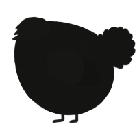 A black chicken with a lace pattern
