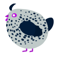 A silver and tumblr chicken with a speckle pattern