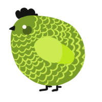 A chartreuse and lime chicken with a lace pattern