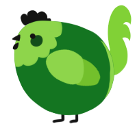 A leaf and grass chicken with a head pattern