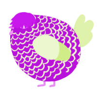 A amethyst and apple chicken with a lace pattern