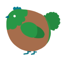 A brown and viridian chicken with a head pattern
