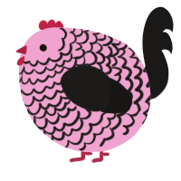 A pink and sable chicken with a lace pattern