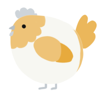 A white and honey chicken with a head pattern