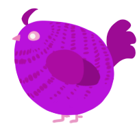 A amethyst and plum chicken with a bar pattern