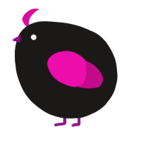 A sable and fuchsia chicken