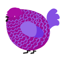 A plum and blurple chicken with a lace pattern