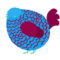 A sky and maroon chicken with a lace pattern