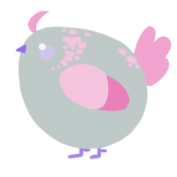 A silver and pink chicken with a neck-speckle pattern