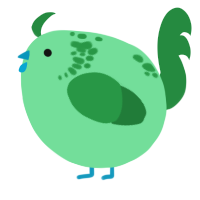 A spring and viridian chicken with a neck-speckle pattern