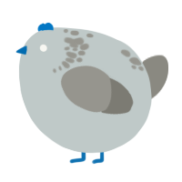 A silver and ash chicken with a neck-speckle pattern