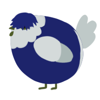 A navy and silver chicken with a head pattern