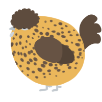 A honey and bark chicken with a speckle pattern