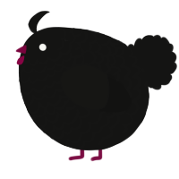 A black chicken with a lace pattern
