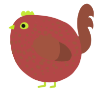 A red and russet chicken with a speckle pattern