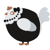 A sable and mist chicken with a head pattern