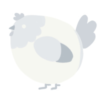 A white and mist chicken with a head pattern