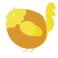 A orange and yellow chicken with a head pattern
