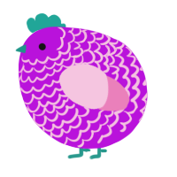 A amethyst and pink chicken with a lace pattern