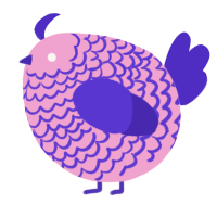 A pink and indigo chicken with a lace pattern