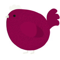 A maroon chicken with a double-lace pattern