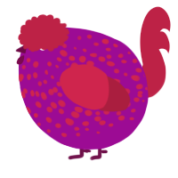 A plum and crimson chicken with a speckle pattern