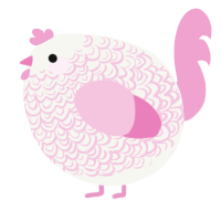 A white and pink chicken with a double-lace pattern