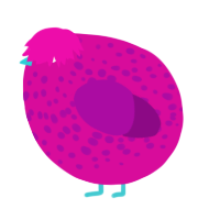 A fuchsia and plum chicken with a speckle pattern
