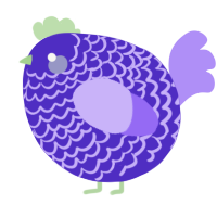 A indigo and lilac chicken with a lace pattern