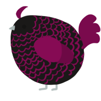 A sable and wine chicken with a lace pattern
