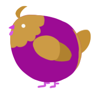A plum and gold chicken with a head pattern