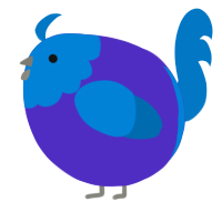 A indigo and sapphire chicken with a head pattern