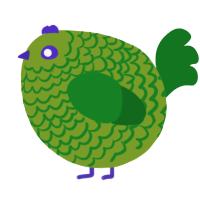A chartreuse and leaf chicken with a lace pattern