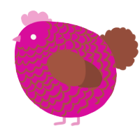 A fuchsia and russet chicken with a lace pattern