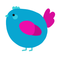 A cerulean and fuchsia chicken