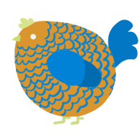 A orange and sapphire chicken with a lace pattern