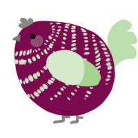 A wine and gluppy chicken with a bar pattern
