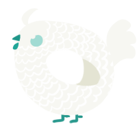 A white chicken with a lace pattern