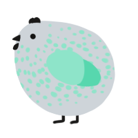A mist and mint chicken with a speckle pattern