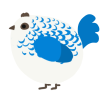 A white and sapphire chicken with a half-lace pattern