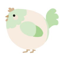 A cream and gluppy chicken with a head pattern