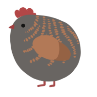 A grey and brown chicken with a half-bar pattern