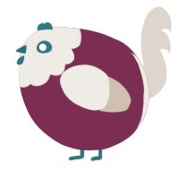 A maroon and beige chicken with a head pattern